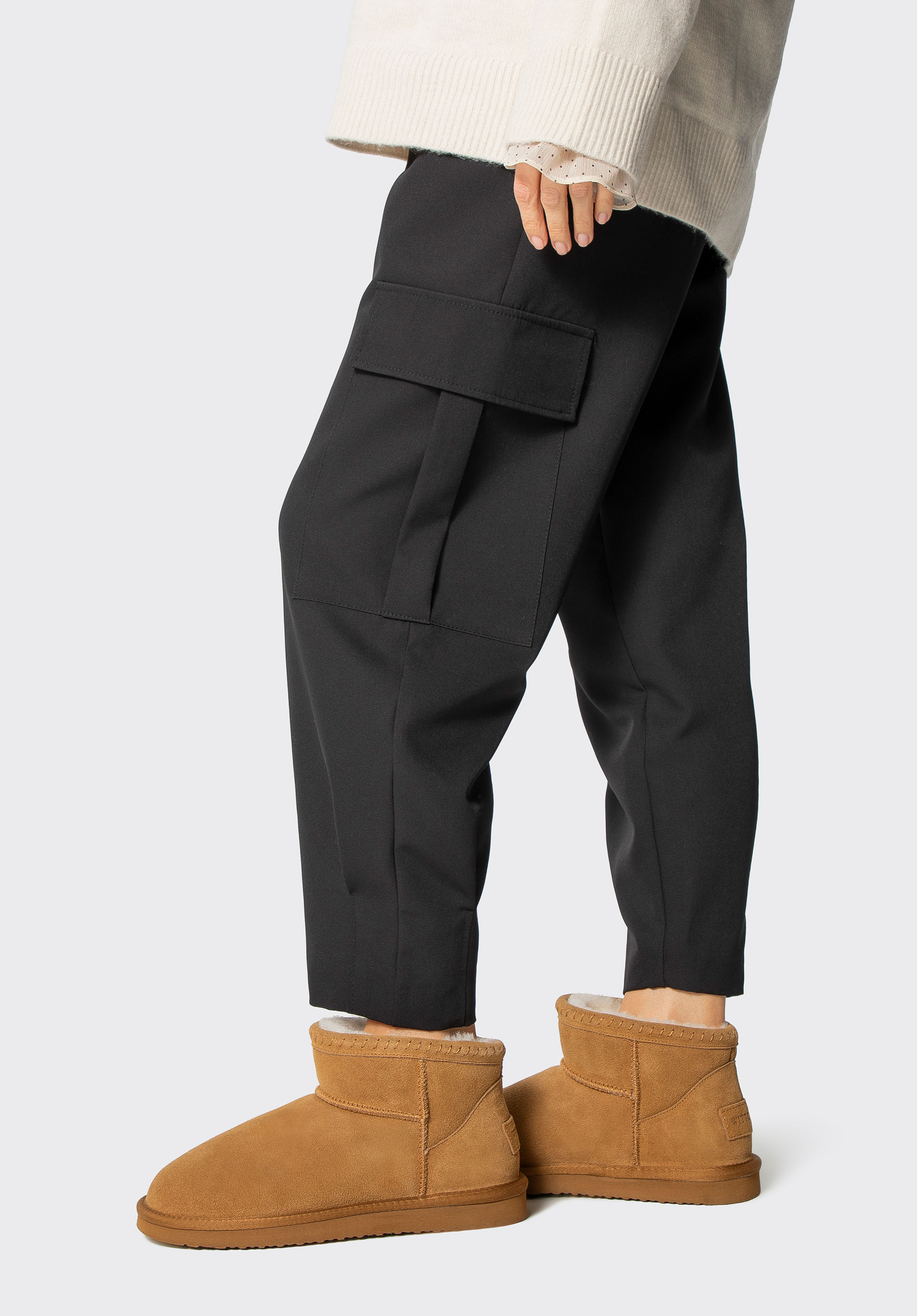 Kurze Damen-Stiefeletten aus Wildleder mit Wollfutter, hellbraun, 101-D-850-5-38, Bild 1