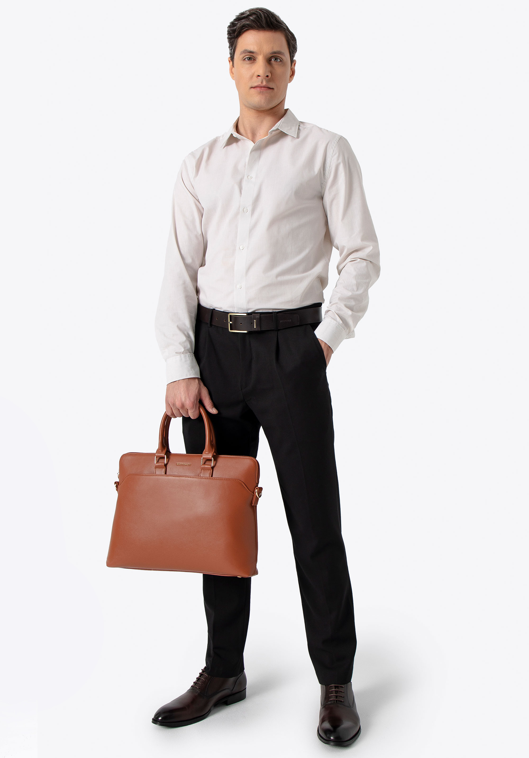 Laptop-Tasche 16“ aus Öko-Leder, hellbraun, 100-3P-906-5, Bild 1