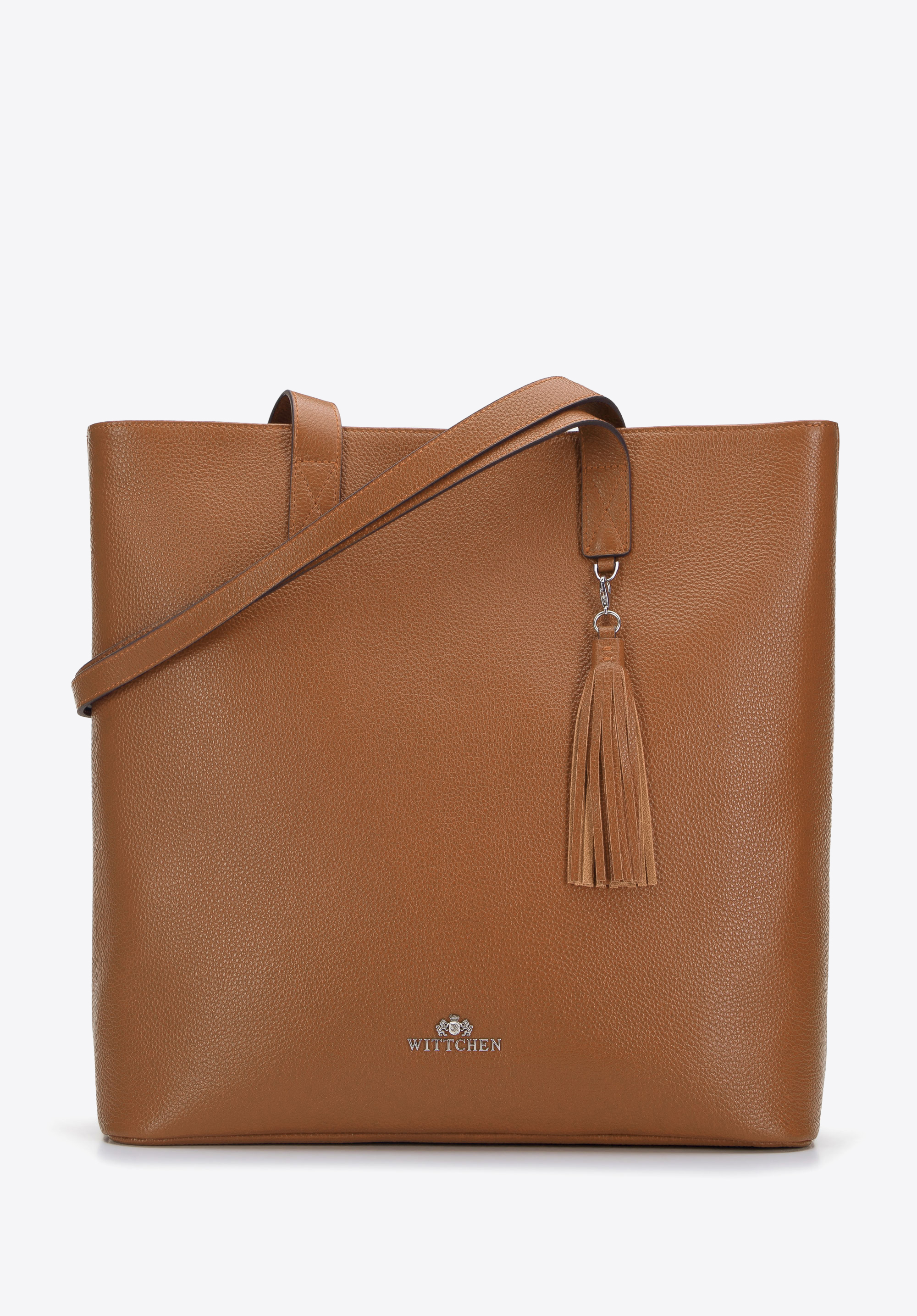 Shopper-Tasche aus Leder mit Quaste
