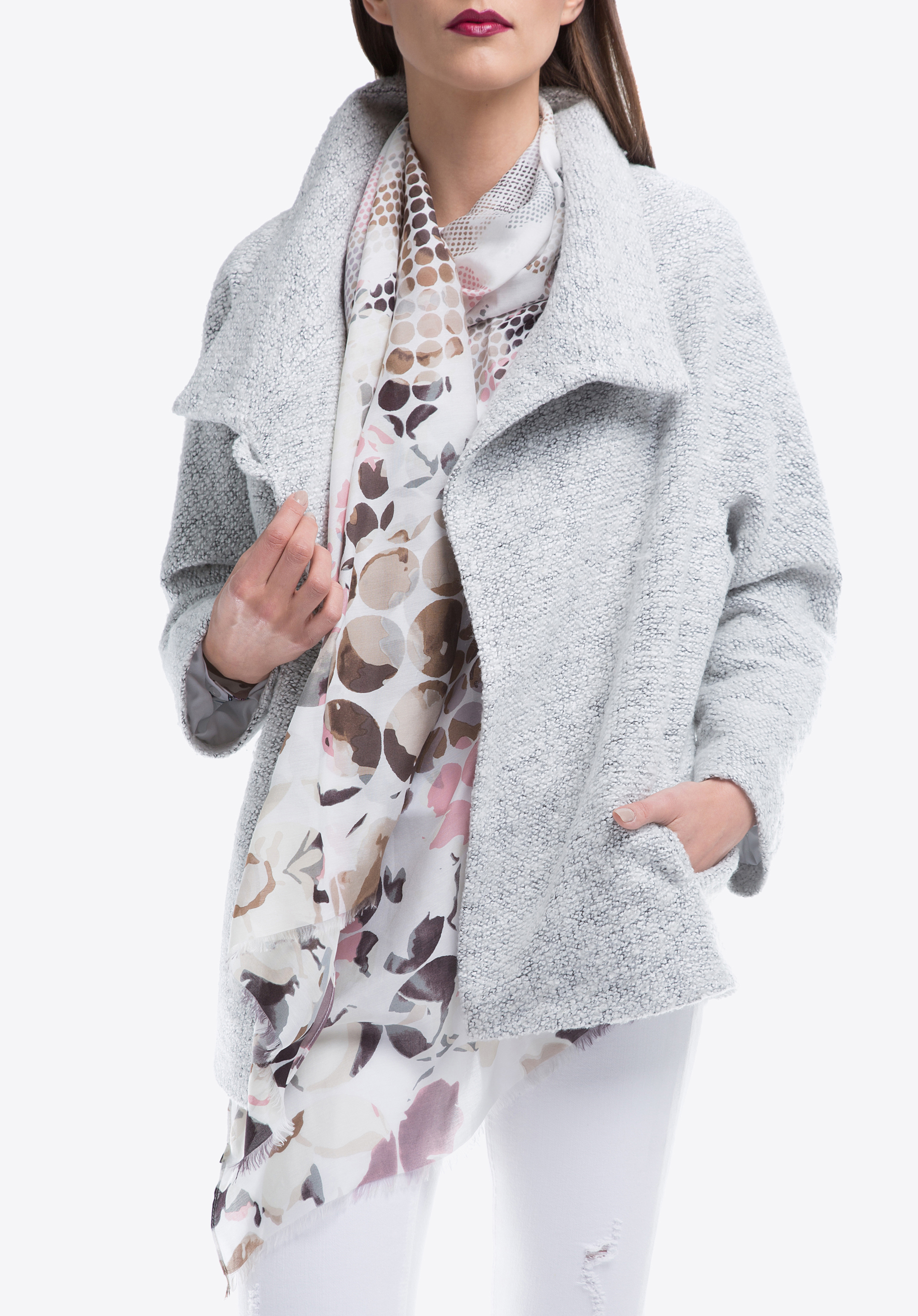 Damenmantel aus Wolle, hellgrau, 84-9W-104-9-XL, Bild 1