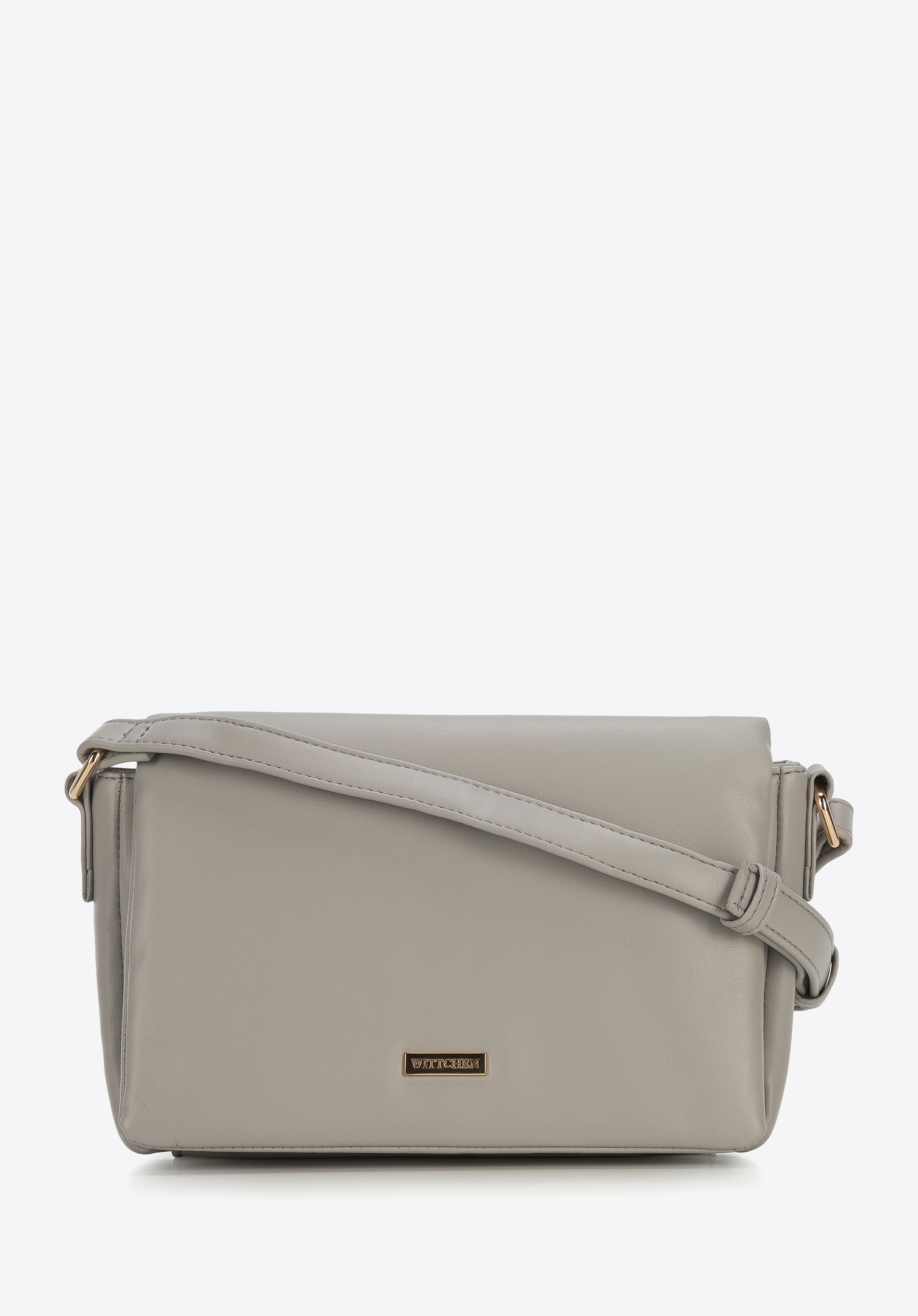 Klassische Umhängetasche aus Kunstleder, hellgrau, 95-4Y-045-8, Bild 1