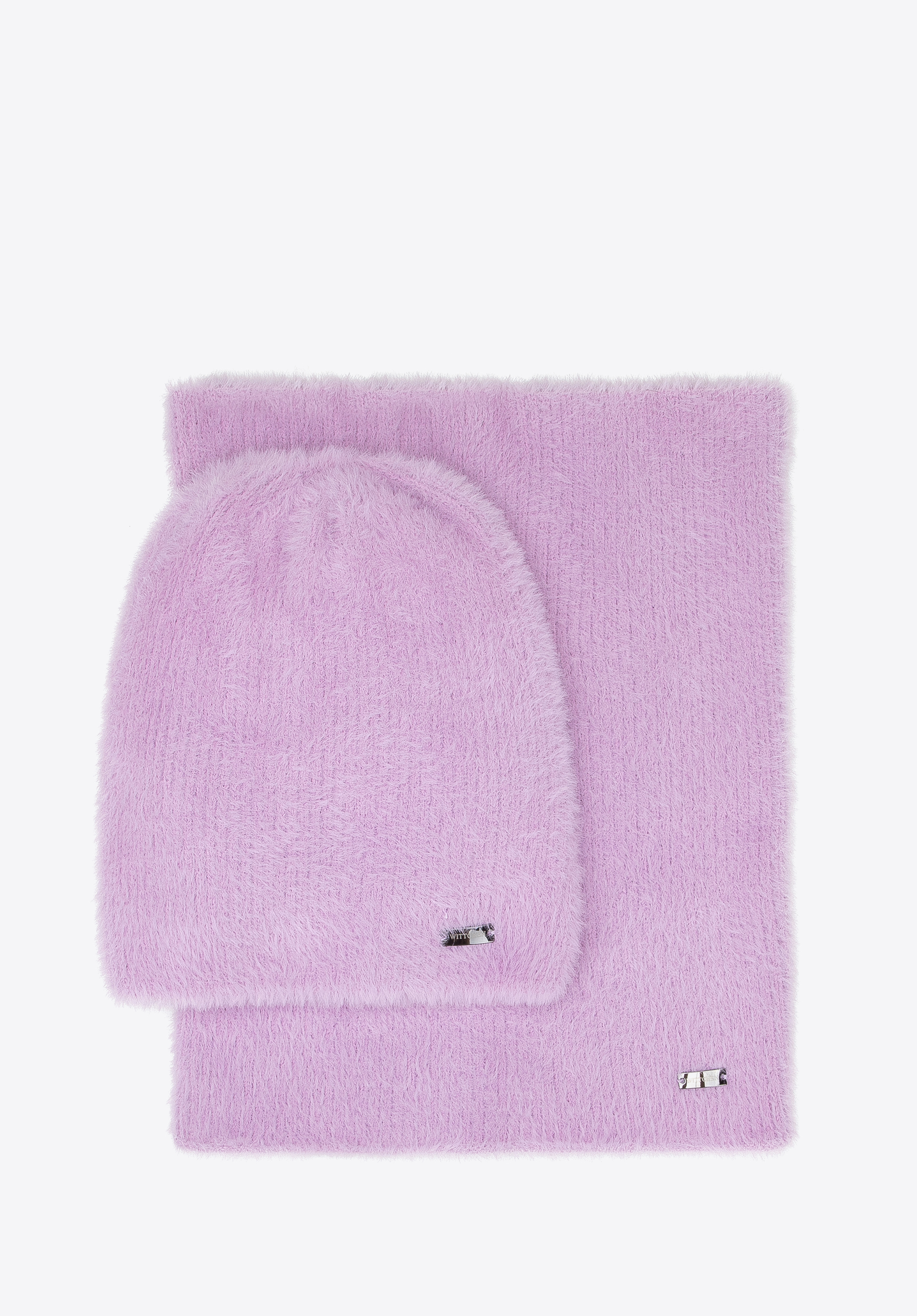 Damen-Winterset aus weichem Strick, helllila, 99-SF-005-VP, Bild 1