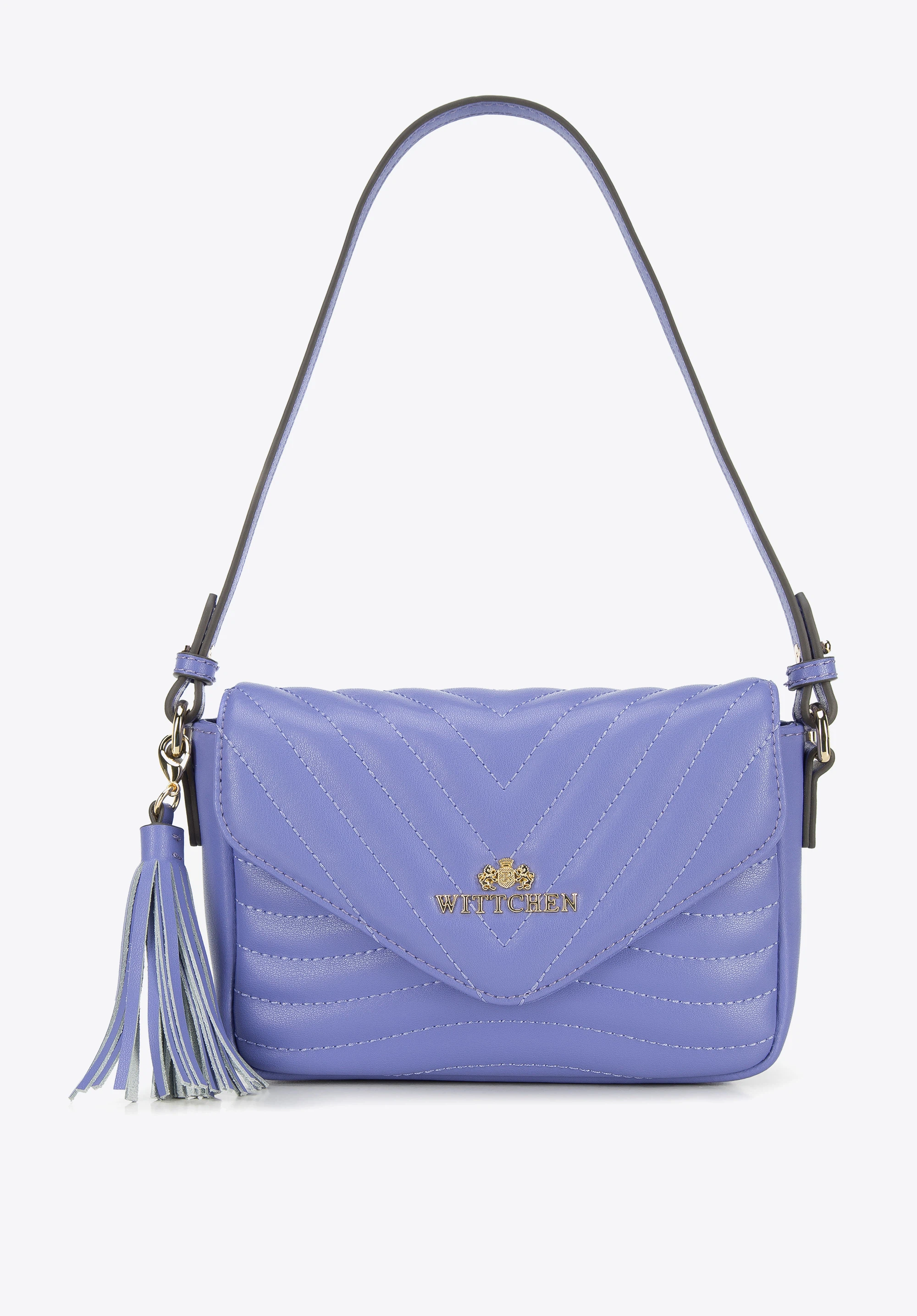 Gesteppte Überschlagtasche aus Leder mit Quastendetail, helllila, 95-4E-620-V, Bild 1