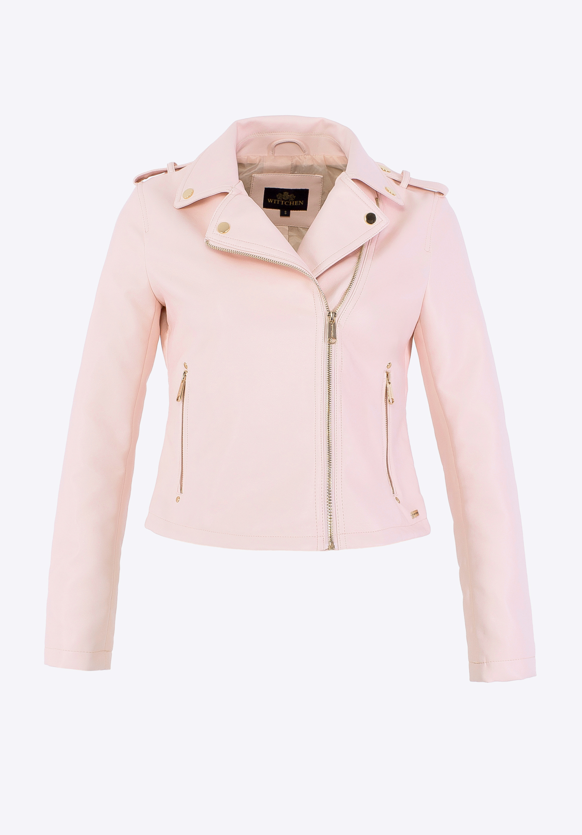 Damen-Ramones aus Öko-Leder mit Nieten, helllrosa, 100-9P-102-P-L, Bild 1