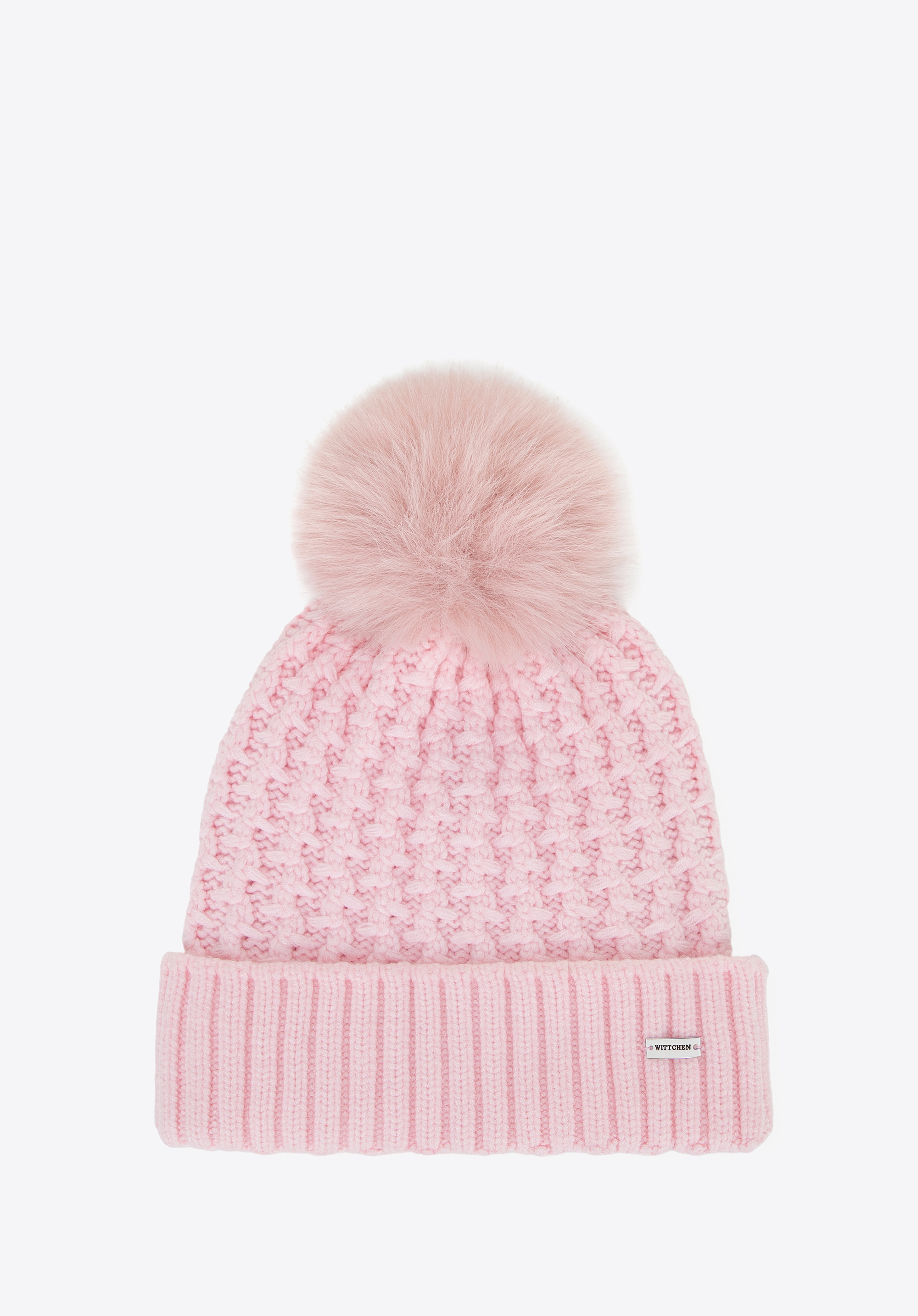 Damenmütze mit grobem Muster, helllrosa, 101-HF-105-N, Bild 1