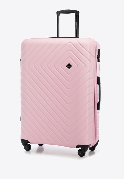 Großer Koffer  aus ABS mit geometrischer Prägung, helllrosa, 56-3A-753-35, Bild 4