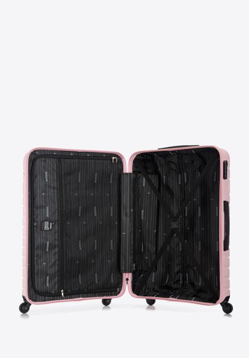 Großer Koffer  aus ABS mit geometrischer Prägung, helllrosa, 56-3A-753-11, Bild 5