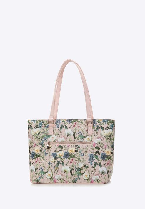 Shopper-Tasche aus Öko-Leder mit Blumenmuster, helllrosa, 98-4Y-200-1, Bild 3