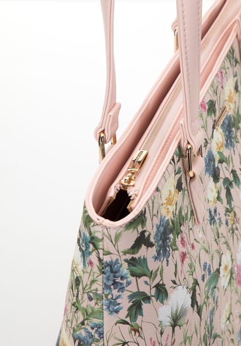 Shopper-Tasche aus Öko-Leder mit Blumenmuster, helllrosa, 98-4Y-200-1, Bild 5