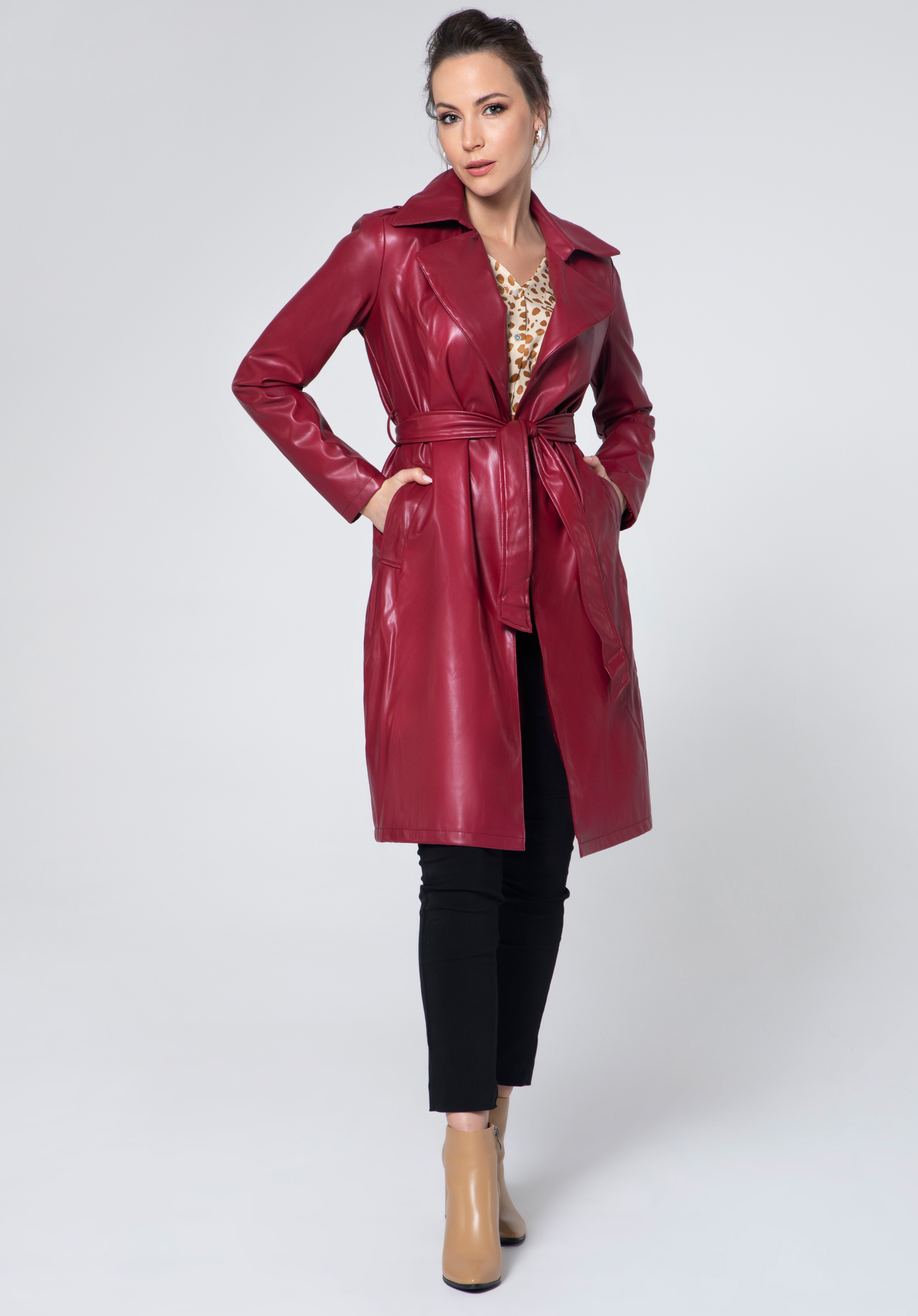 Trenchcoat für Damen aus Öko-Leder