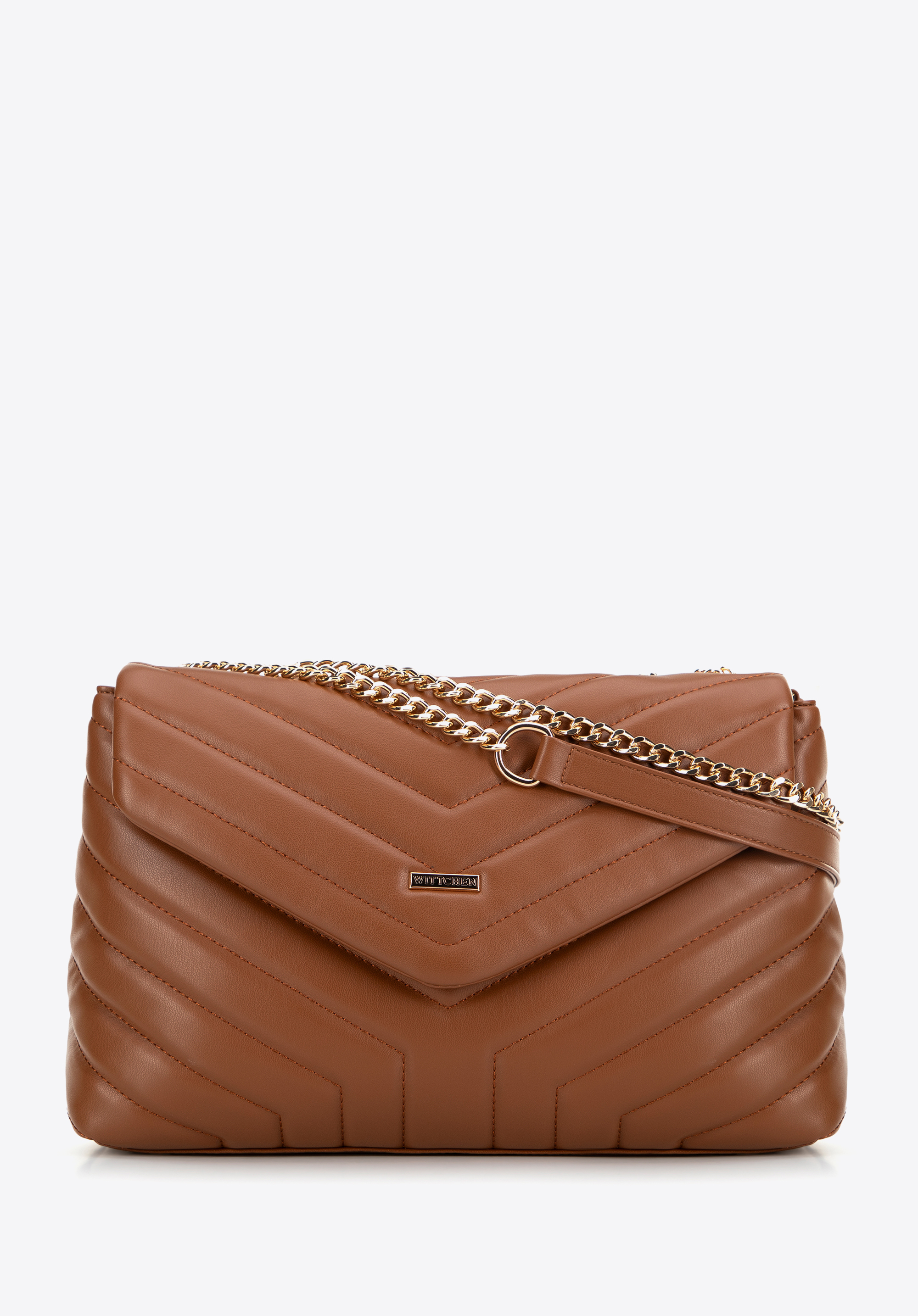 Dámská crossbody kabelka s řetízkovým detailem, hnědá, 99-4Y-514-5, Obrázek 1