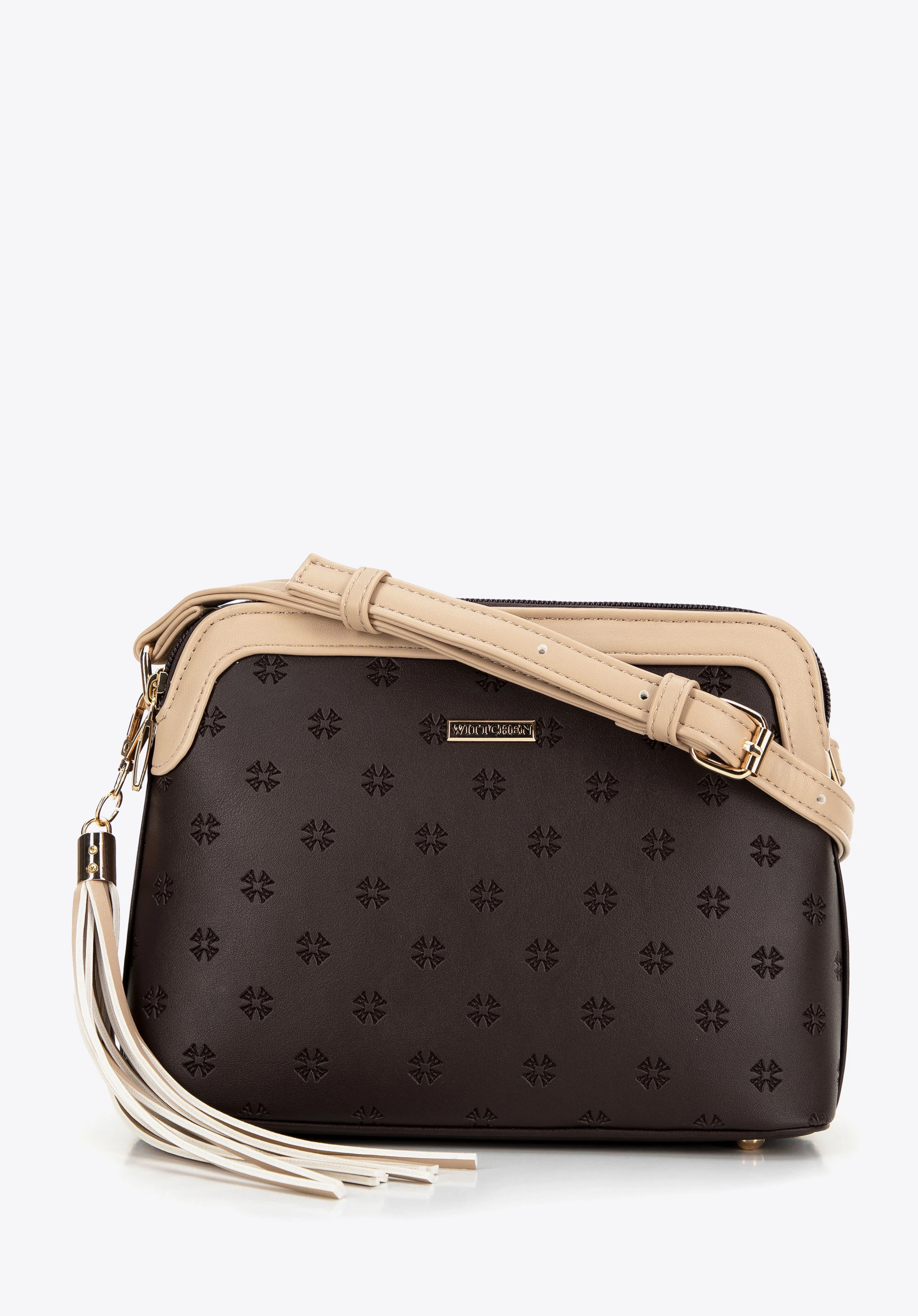 Dámska crossbody kabelka so strapcom, hnedá, 99-4Y-208-4, Obrázok 1