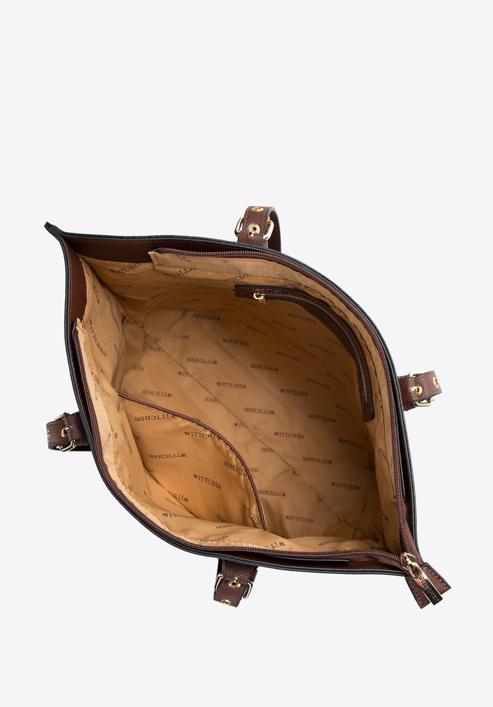 Dámská kabelka s nýtovanými popruhy, hnědá, 97-4Y-771-3, Obrázek 4