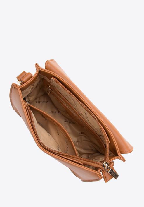 Dámská kabelka z ekologické kůže s klopou, hnědá, 97-4Y-601-Z, Obrázek 3