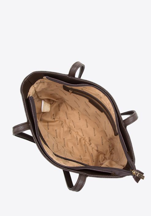 Dámská kabelka  z ekologické kůže s ozdobným lemováním, hnědá, 97-4Y-612-0, Obrázek 4