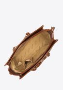 Dámská kabelka z ekologické kůže s ozdobným popruhem, hnědá, 97-4Y-217-3, Obrázek 3