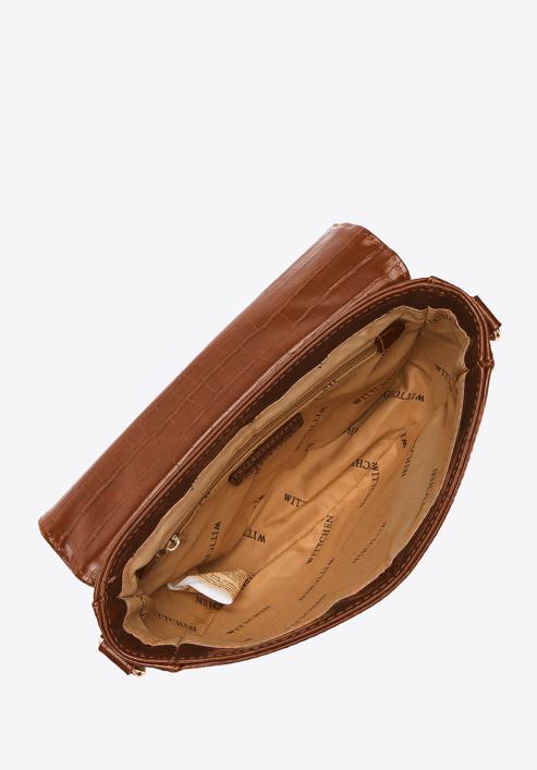 Dámská kabelka z ekologické kůže s ozdobným popruhem, hnědá, 97-4Y-218-4, Obrázek 3