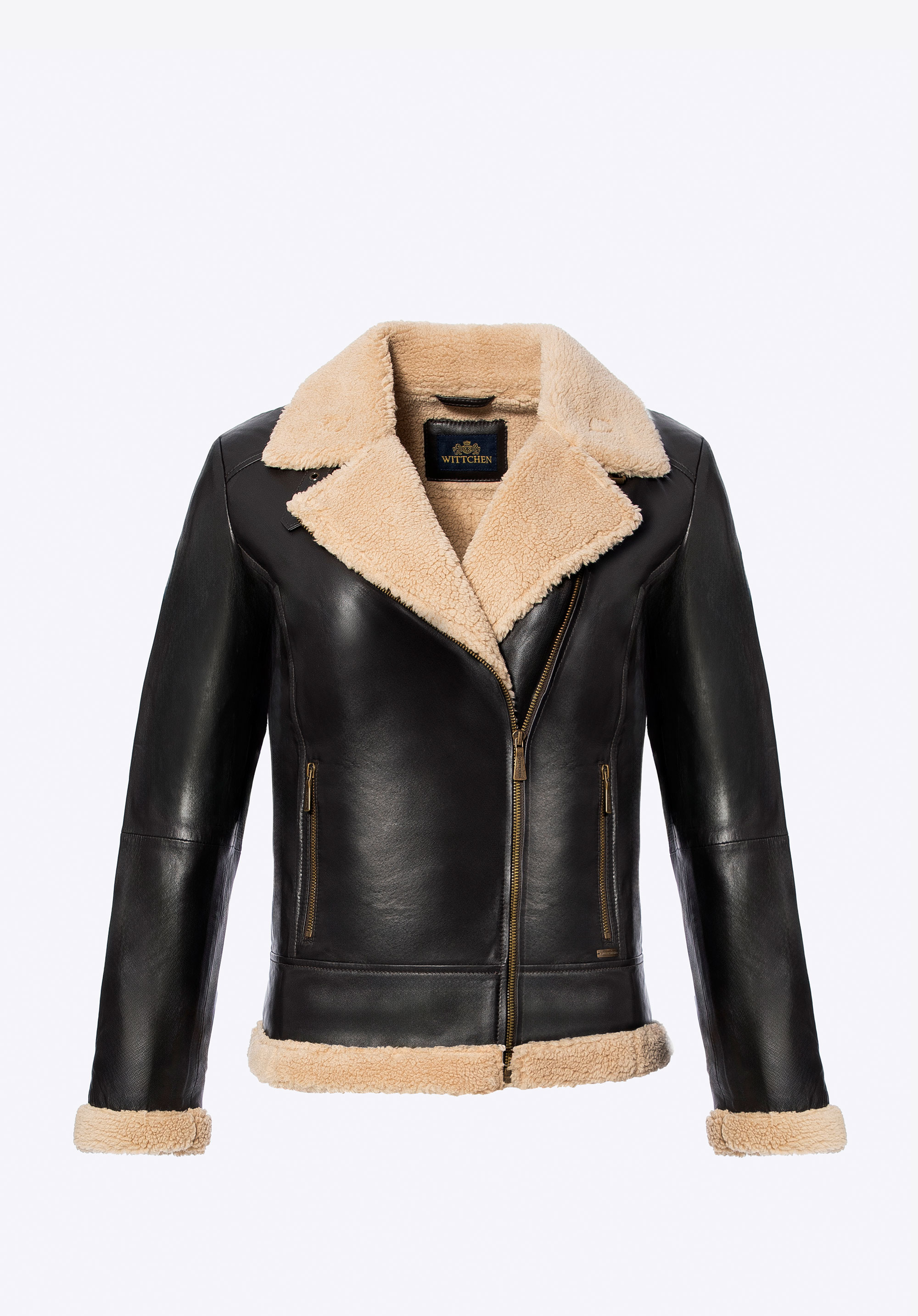 Dámska kožená bunda s lemom z umelej kožušiny, hnedá, 101-09-800-1-S, Obrázok 30