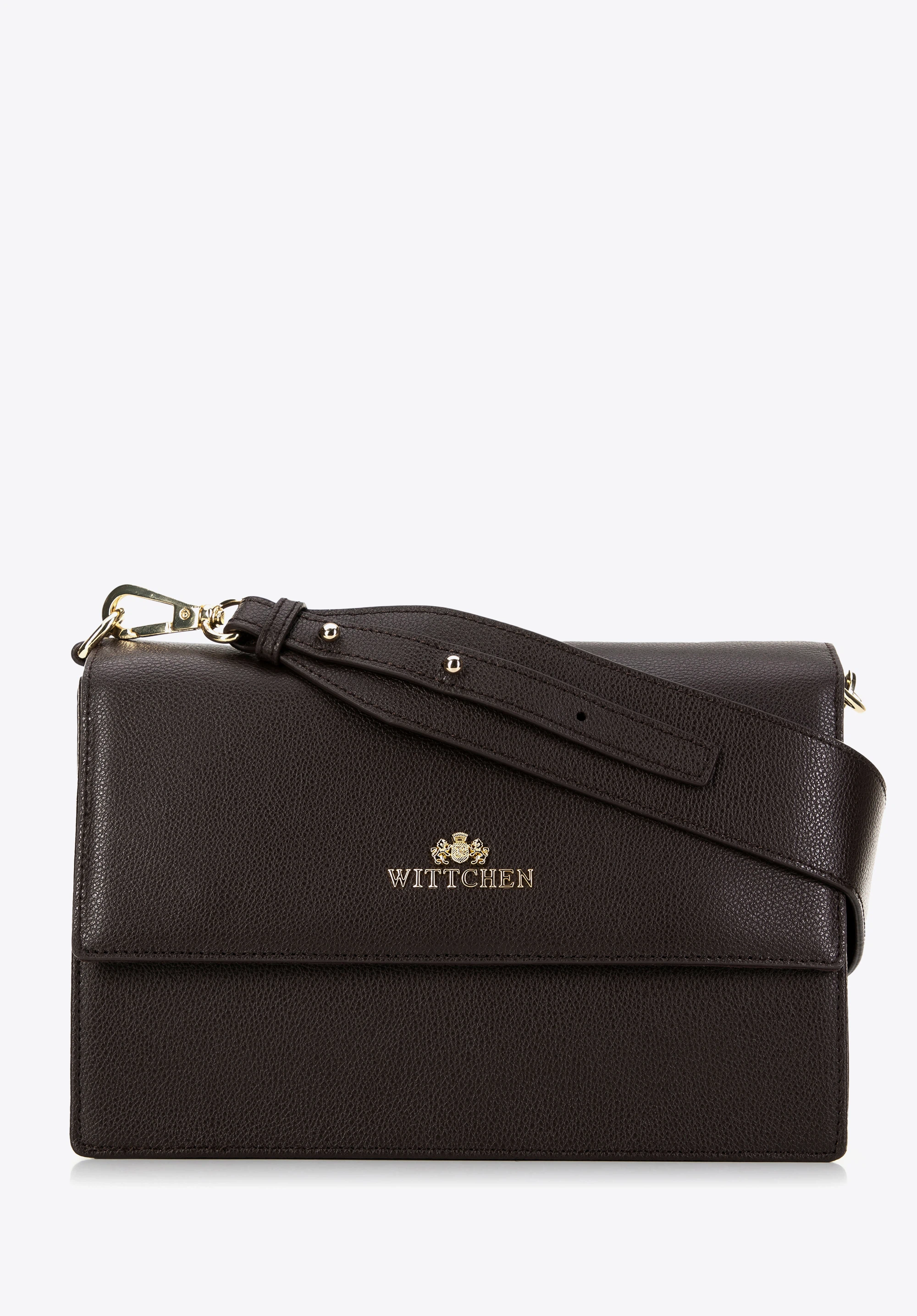 Dámská kožená crossbody kabelka se širokým popruhem, hnědá, 29-4E-625-4, Obrázek 1