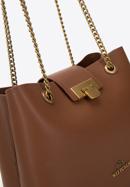 Dámská kožená kabelka s řetízkem, hnědá, 98-4E-214-1, Obrázek 5