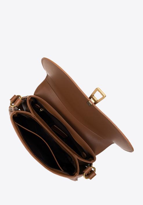 Dámská malá kožená kabelka se zaoblenou klopou, hnědá, 98-4E-215-5, Obrázek 3