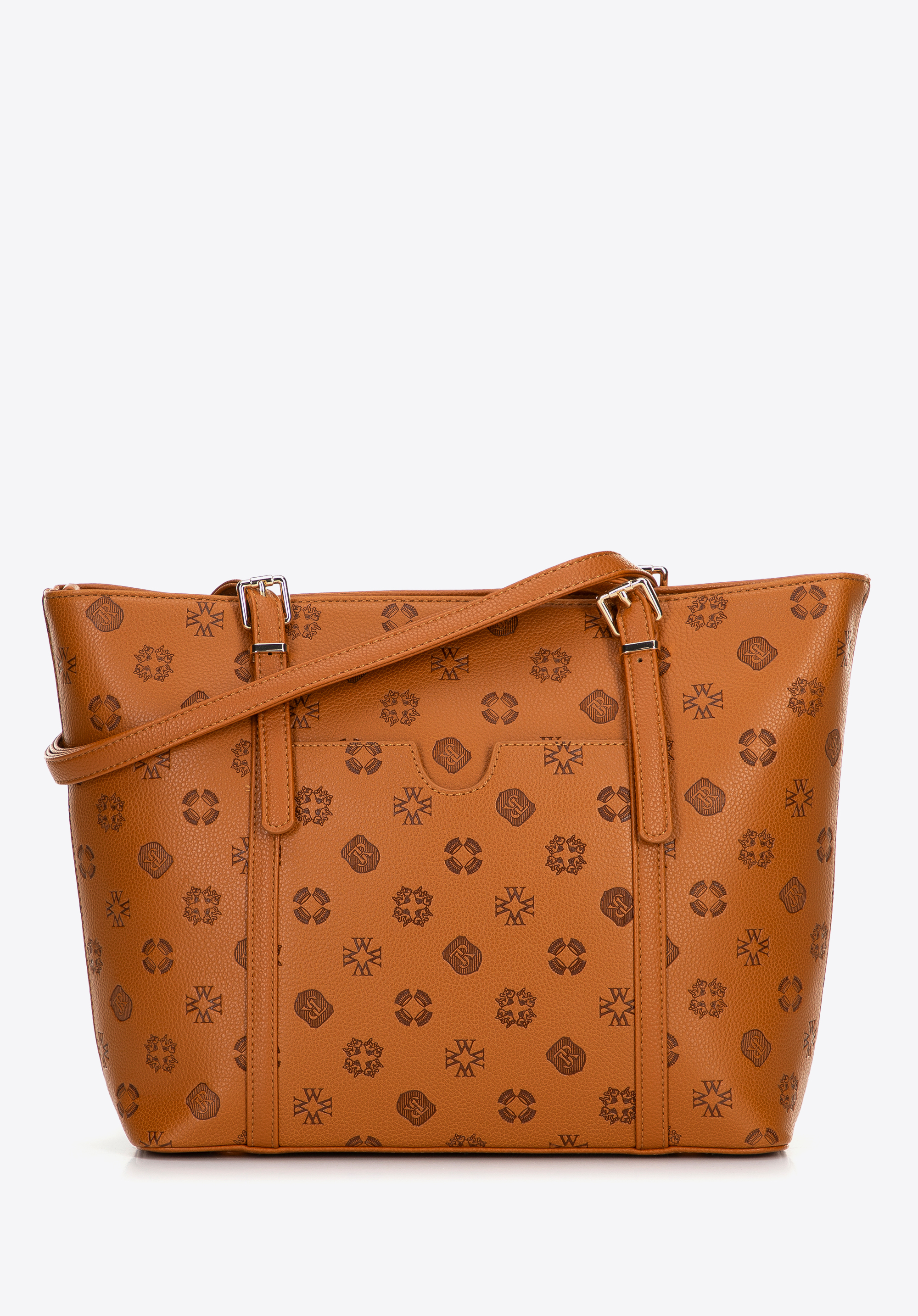 Dámská nákupní taška z reliéfní umělé kůže, hnědá, 101-4Y-P05-5, Obrázek 1