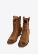 Dámské  kovbojské boty s kontrastní výšivkou, hnědá, 97-DP-806-5-35, Obrázek 2