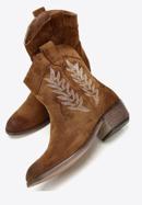 Dámské  kovbojské boty s kontrastní výšivkou, hnědá, 97-DP-806-5-37, Obrázek 7