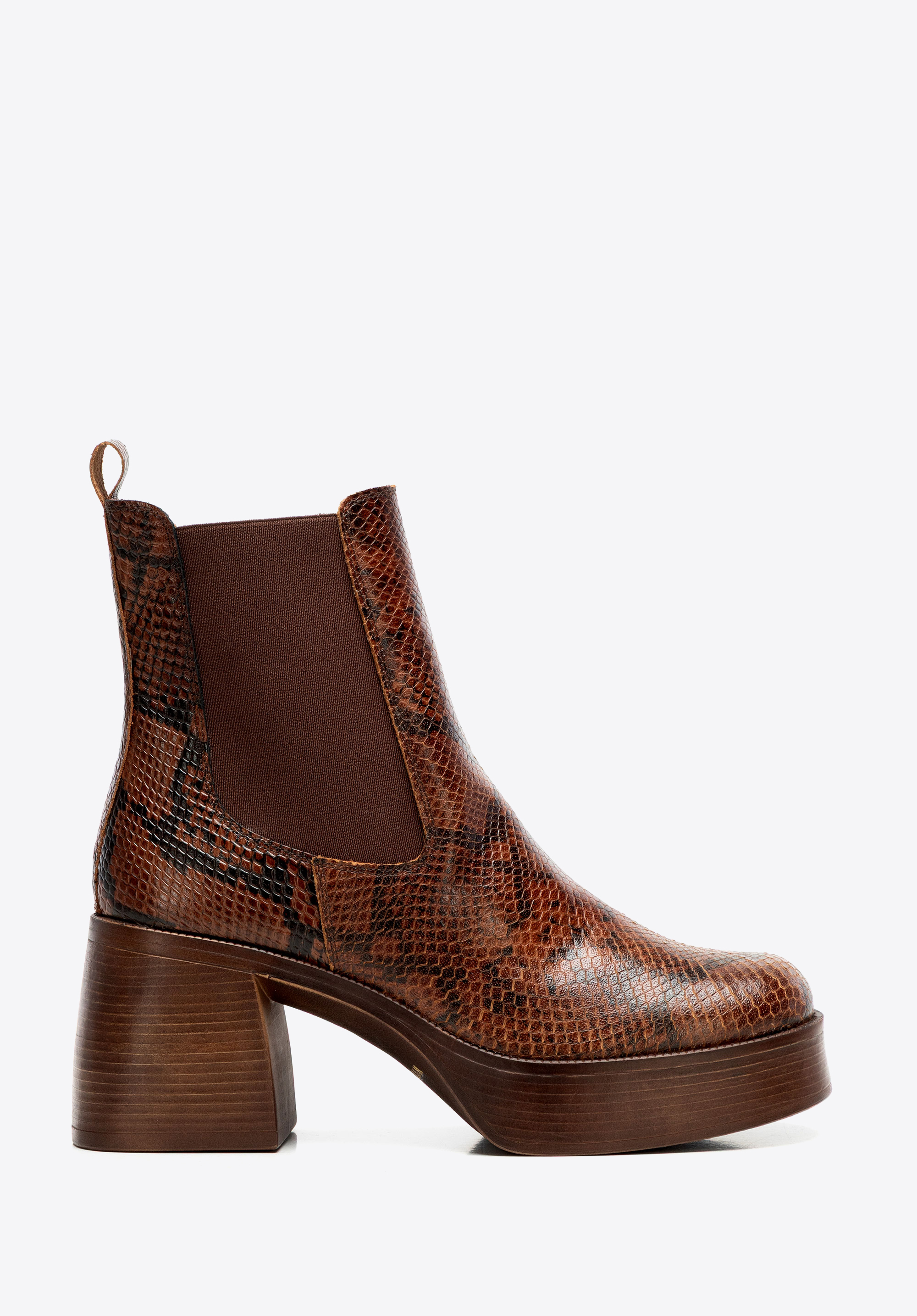 Dámské boty z přírodní kůže s hadím vzorem, hnědá, 101-D-304-X-37, Obrázek 1