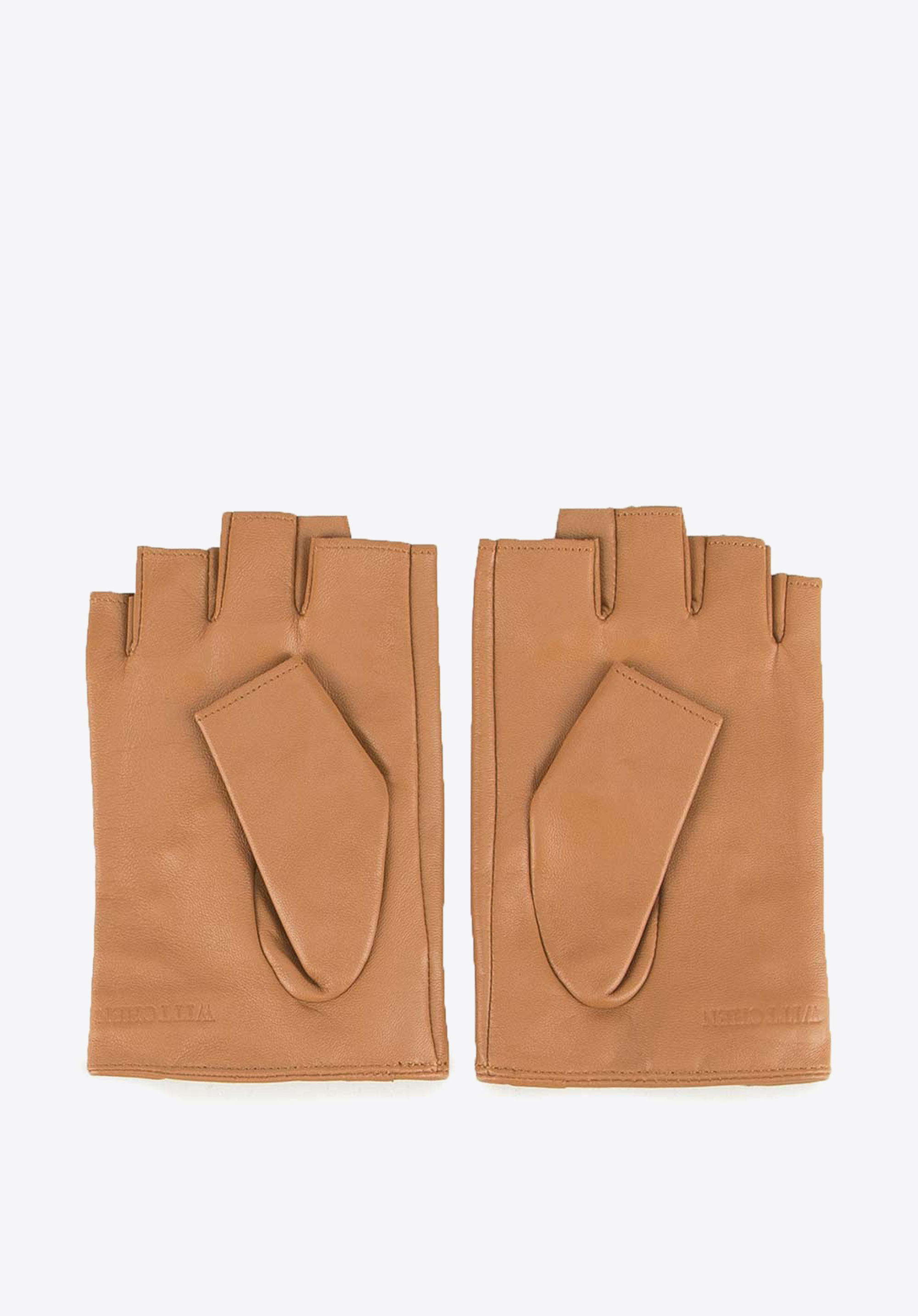 Dámske kožené rukavice bez prstov s nitmi, hnedá, 46-6-306-B-XL, Obrázok 1