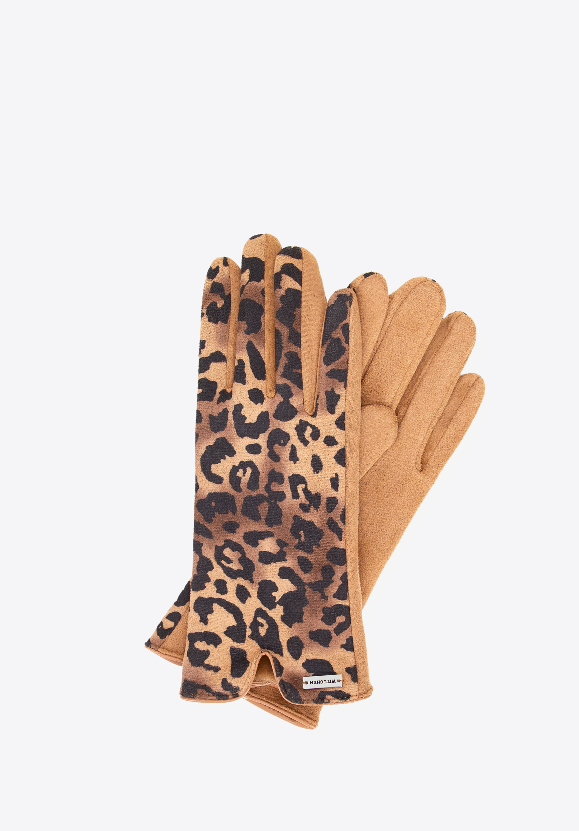 Dámské rukavice s leopardím vzorem, hnědá, 39-6P-042-X-S_M, Obrázek 1