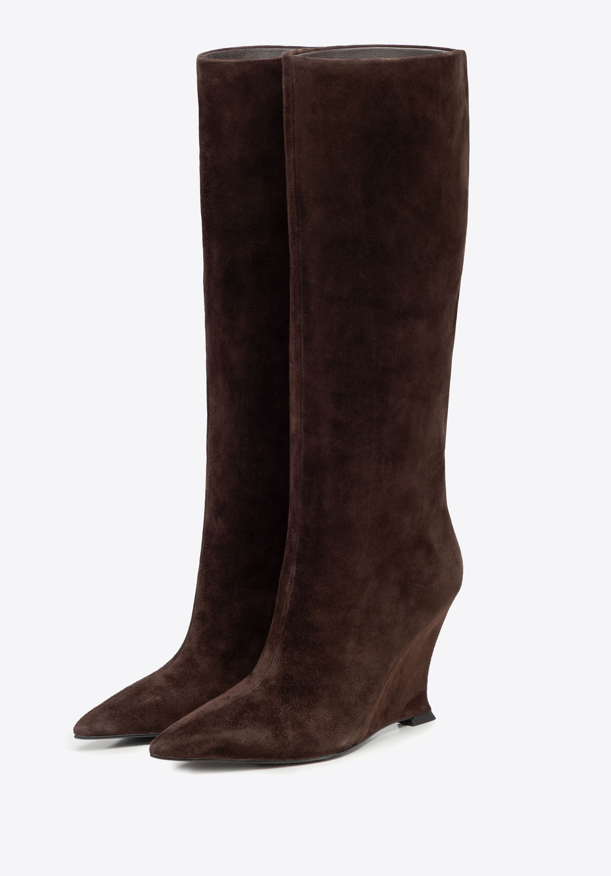 Dámské semišové boty na klínku, hnědá, 101-D-400-4-38, Obrázek 1