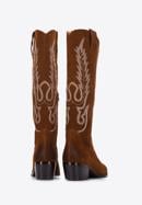 Dámské semišové kovbojské boty vysokého střihu s výšivkou, hnědá, 97-D-852-5-36, Obrázek 4
