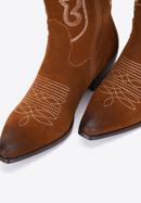 Dámské semišové kovbojské boty vysokého střihu s výšivkou, hnědá, 97-D-852-9-35, Obrázek 7