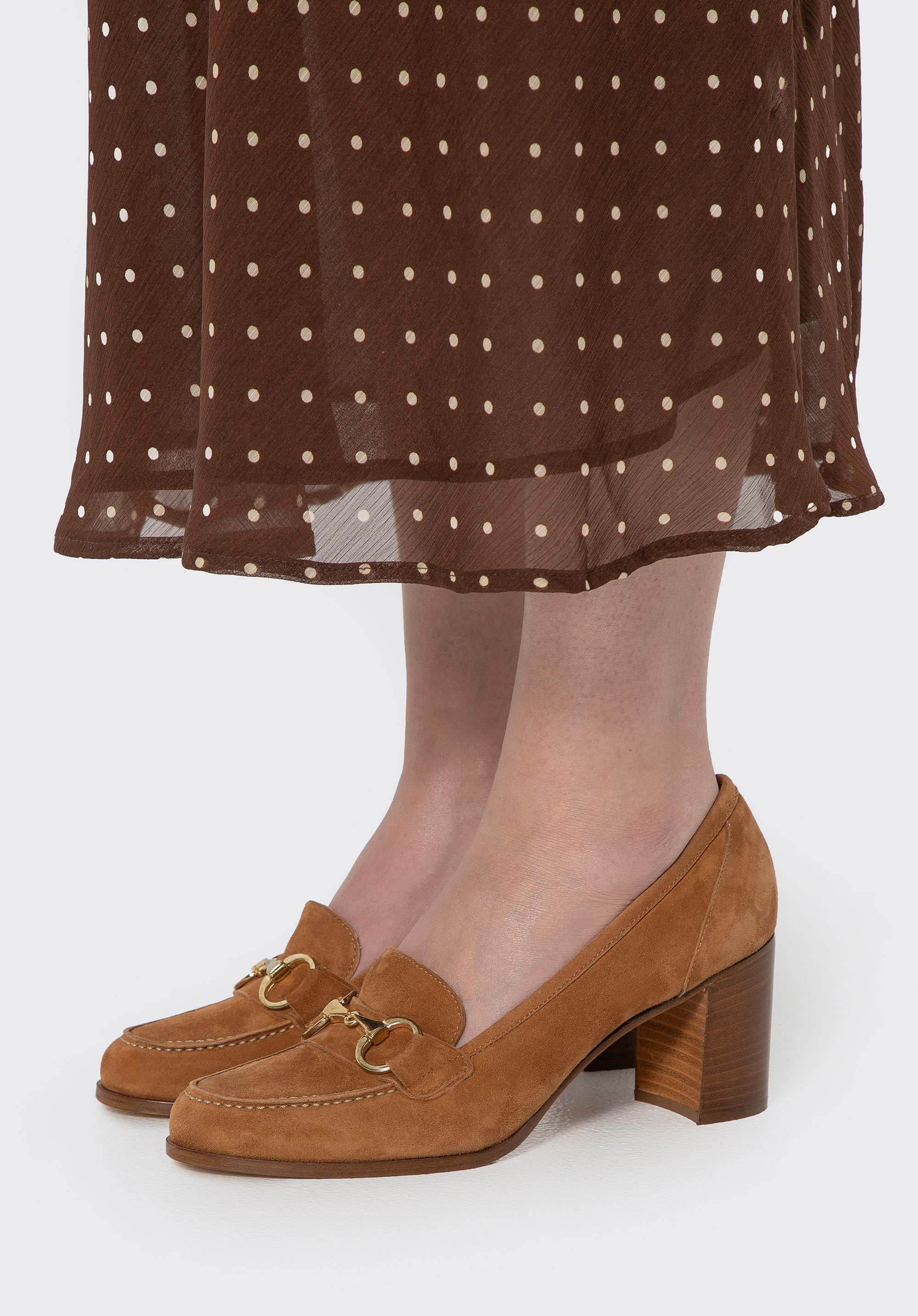 Dámské semišové lodičky s úzkým podpatkem, hnědá, 102-D-102-5-39, Obrázek 1