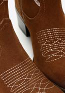 Dámské vyšívané semišové kovbojské boty, hnědá, 97-D-854-9-35, Obrázek 7