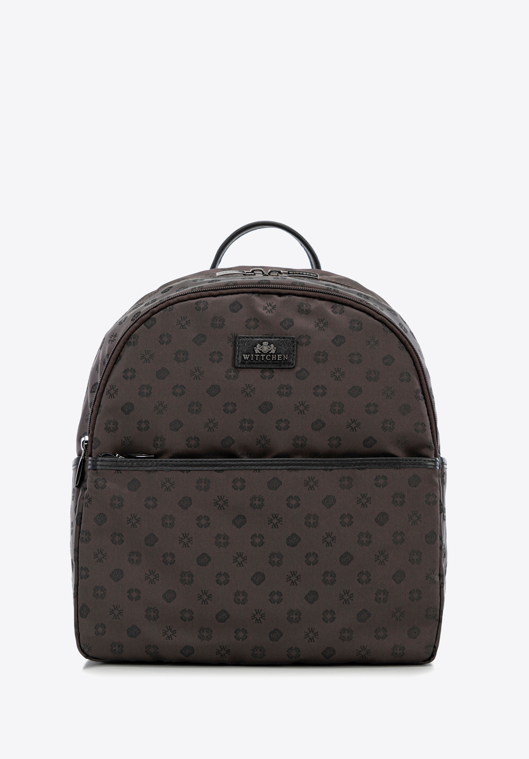 Dámský elegantní kulatý batoh s monogramem, hnědá, 98-4E-901-4, Obrázek 1