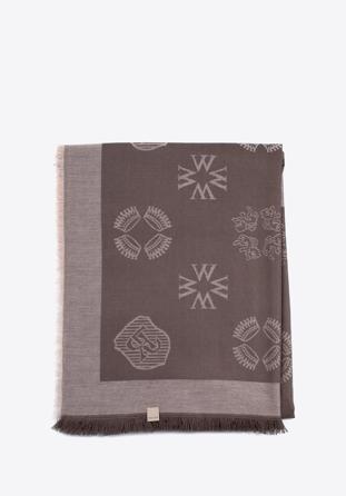 Dámský tkaný šátek s monogramem, hnědá, 97-7D-002-9, Obrázek 1