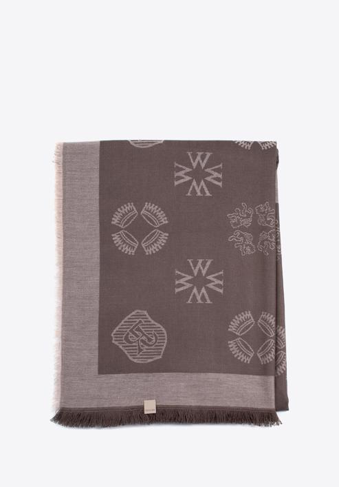 Dámský tkaný šátek s monogramem, hnědá, 97-7D-002-V, Obrázek 1