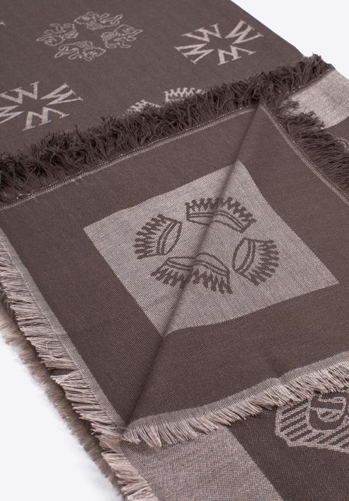 Dámský tkaný šátek s monogramem, hnědá, 97-7D-002-8, Obrázek 4