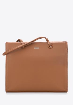 Jednoduchá kabelka  z ekologické kůže s ozdobnými kolečky, hnědá, 97-4Y-632-5, Obrázek 1
