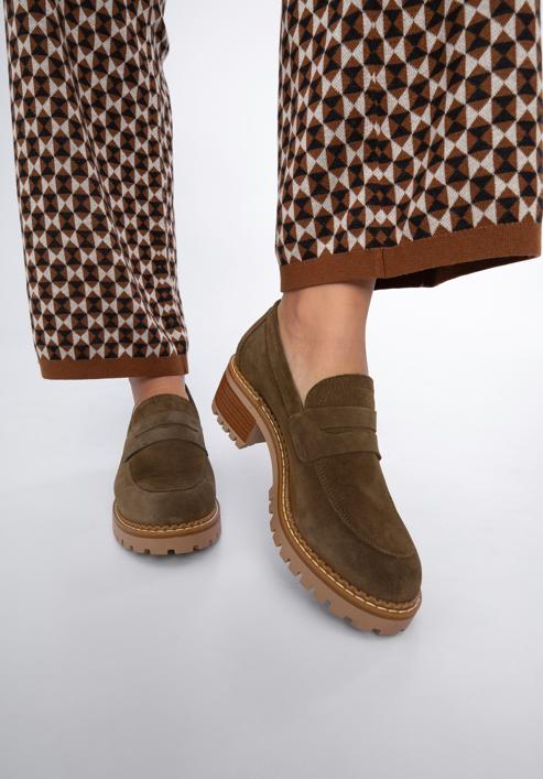 Klasické semišové boty na vysokém podpatku, hnědá, 97-D-306-4-37, Obrázek 15