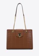 Kožená dámská kabelka  s ozdobnou sponou na řetízku, hnědá, 97-4E-614-5, Obrázek 2