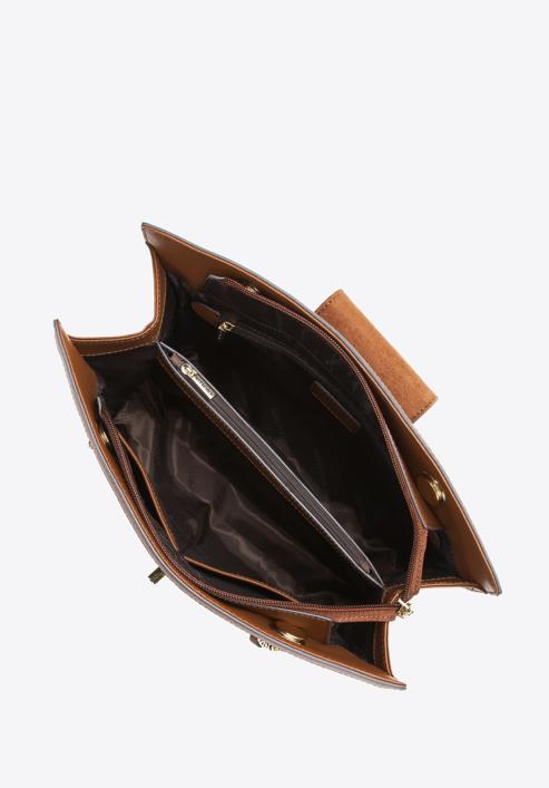 Kožená dámská kabelka  s ozdobnou sponou na řetízku, hnědá, 97-4E-614-5, Obrázek 4
