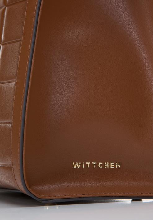 Kožená dámská kabelka  s ozdobnou sponou na řetízku, hnědá, 97-4E-614-5, Obrázek 5