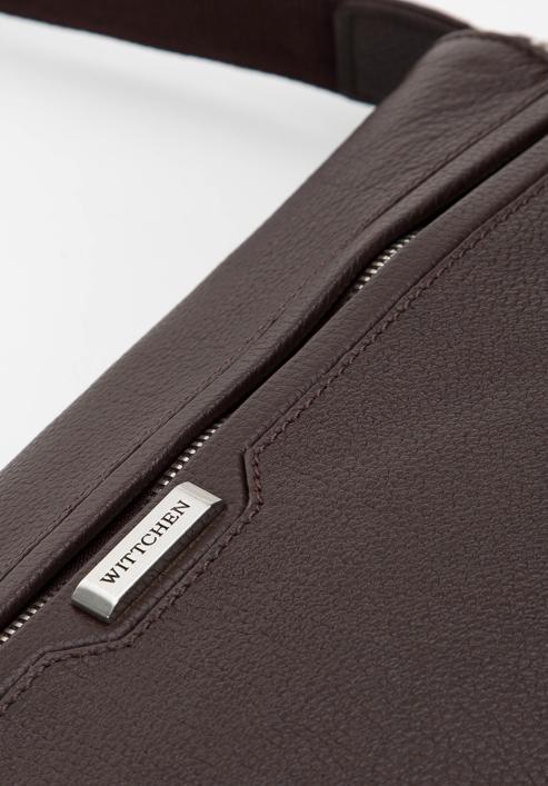 Kožená pánská taška na notebook 11"/12" s kapsou, hnědá, 97-3U-003-4, Obrázek 4