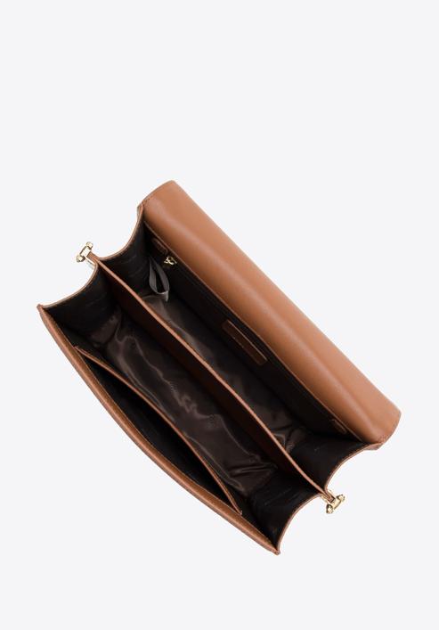 Malá dámská kožená kabelka s ozdobným řetízkem, hnědá, 98-4E-212-1, Obrázek 4