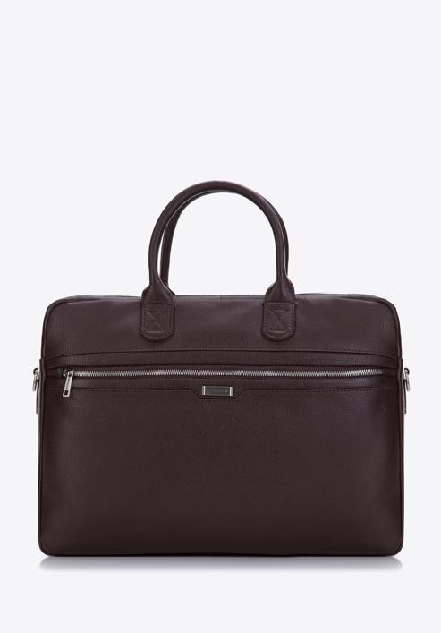 Pánská dvoukomorová kožená taška na 13"/14" notebook, hnědá, 97-3U-004-1, Obrázek 1