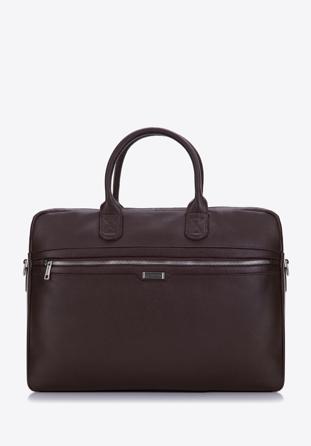 Pánská dvoukomorová kožená taška na 13"/14" notebook, hnědá, 97-3U-004-4, Obrázek 1
