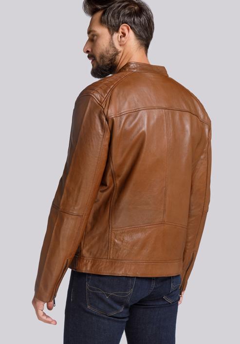 Pánská kožená bunda, hnědá, 91-09-750-5-L, Obrázek 4